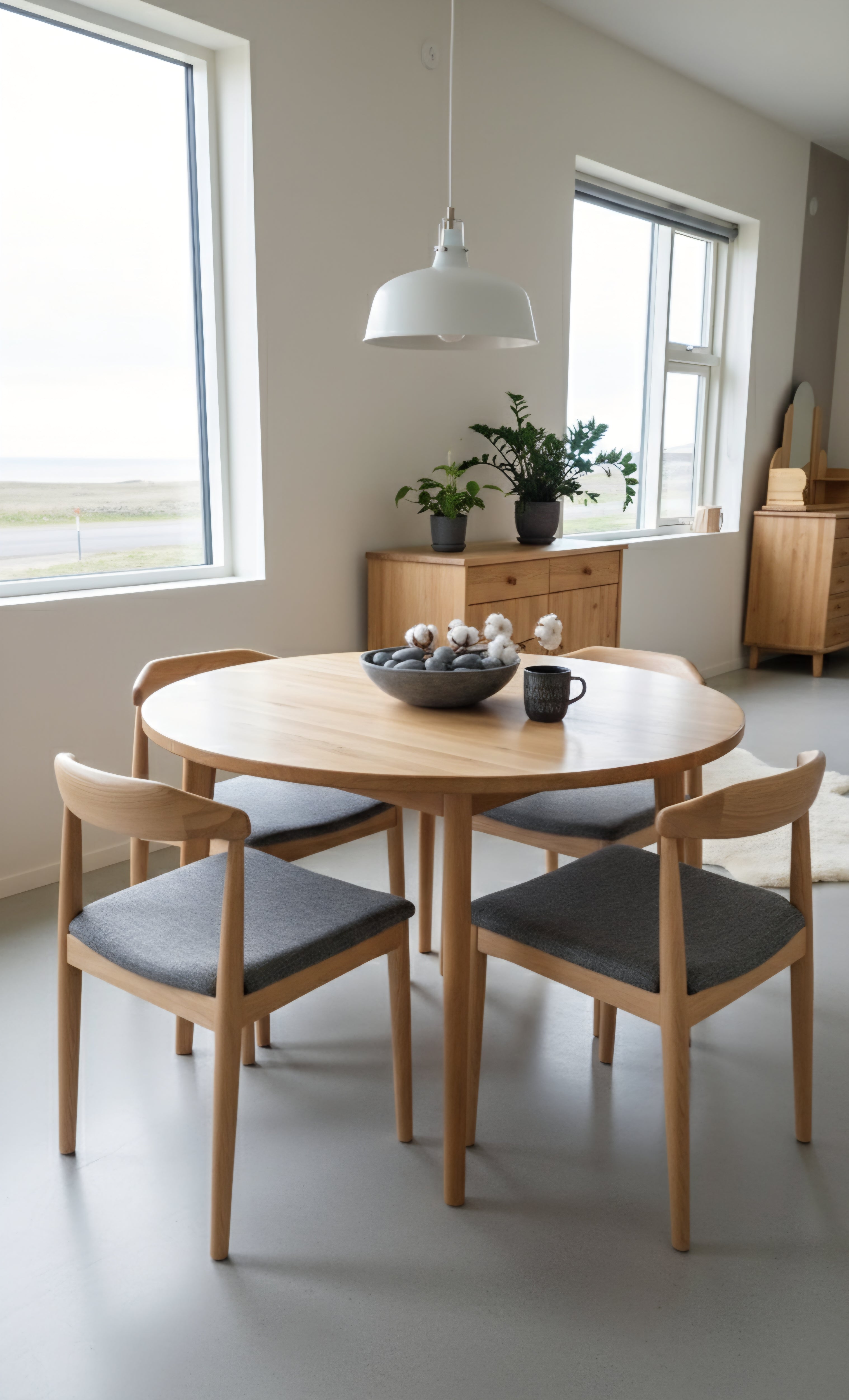 Must lepp ümmargune söögilaud Ø 90 cm