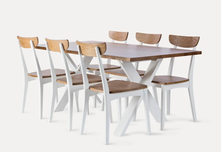 Bruno täispuidust laud 180 × 90 cm ristjalgadega | kask ja tamm