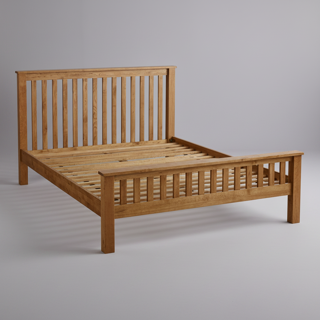 Tangla tammepuidust voodi kõrge 106 cm peatsiga