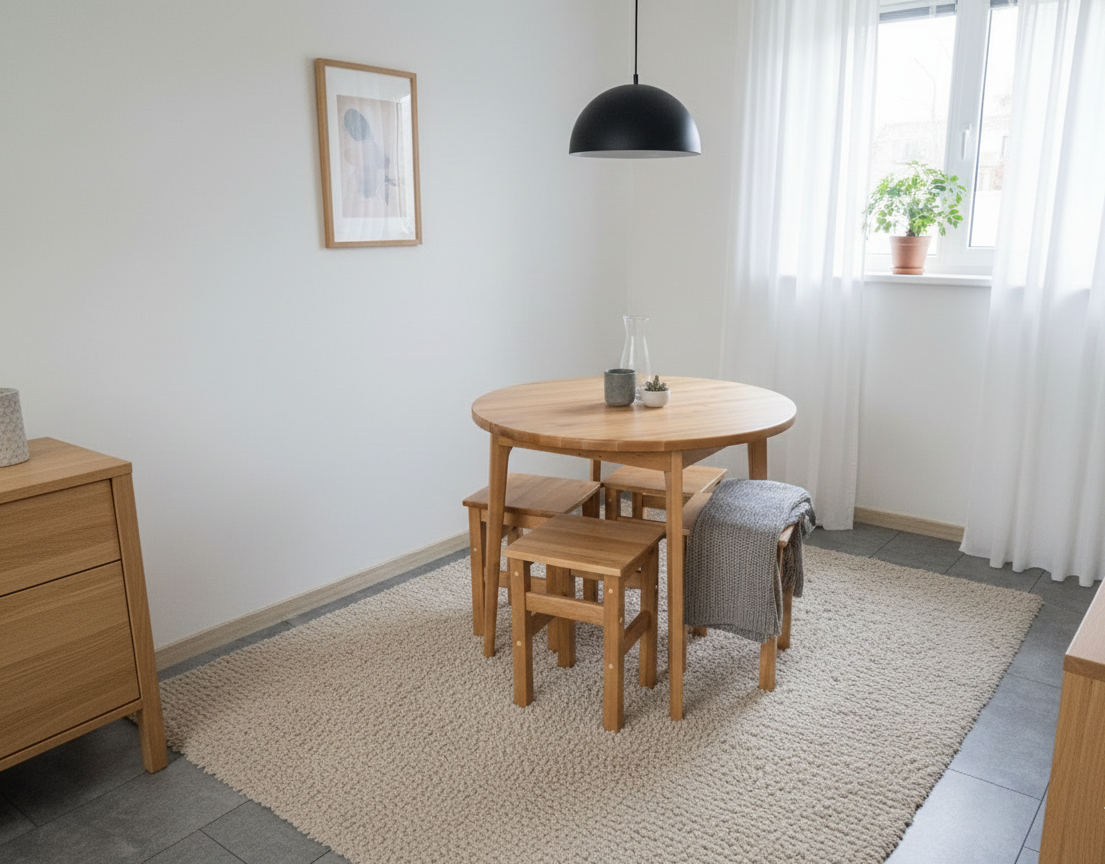 Must lepp ümmargune söögilaud Ø 90 cm